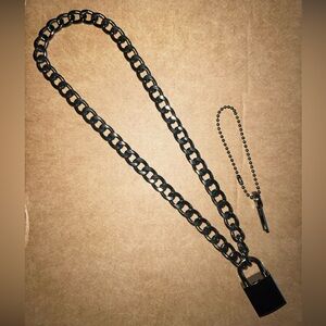Black Cuban Link Chain Lock Necklace
